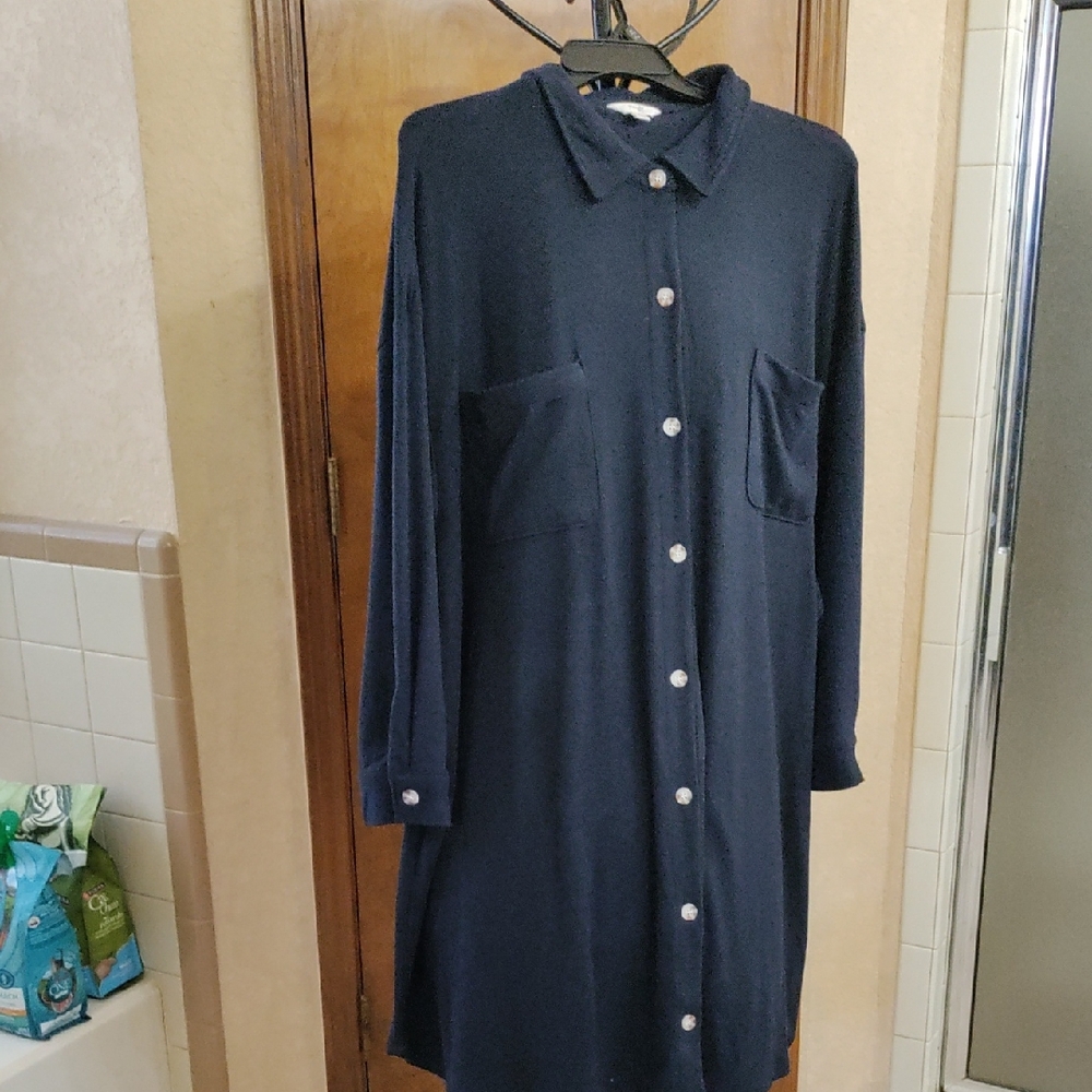 ❄️Terra&Sky Women's Brushed Twill Dress Dark Navy Combo